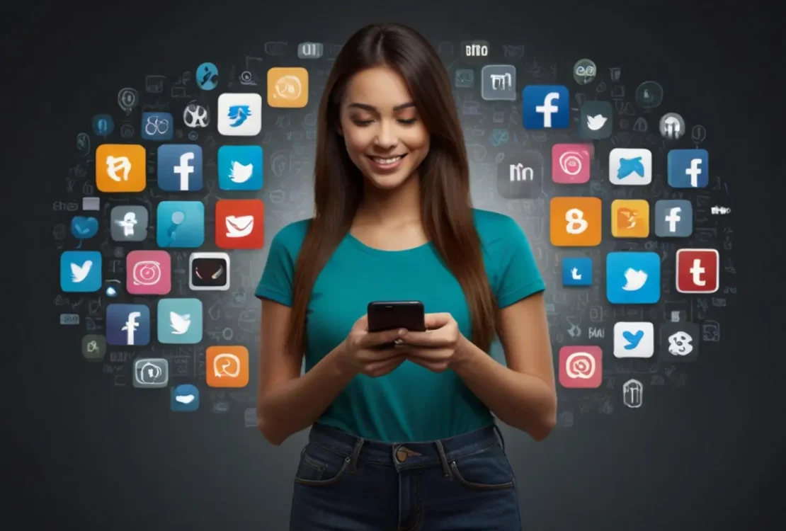 Mulher comprando seguidores por meio de painel smm