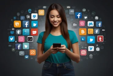 Mulher comprando seguidores por meio de painel smm