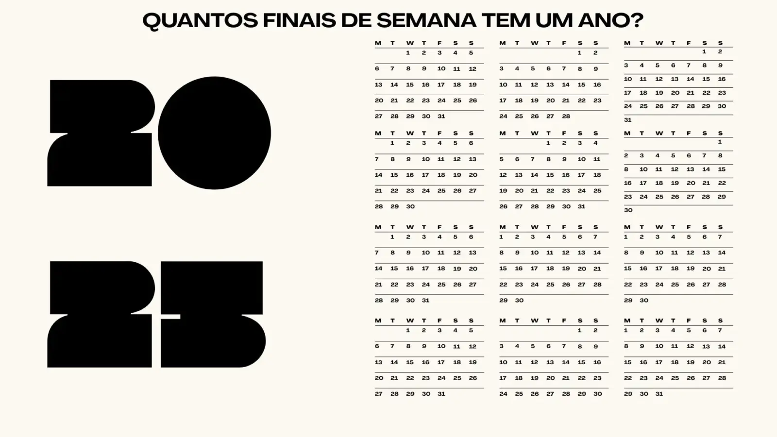 Quantos finais de semana tem um ano?